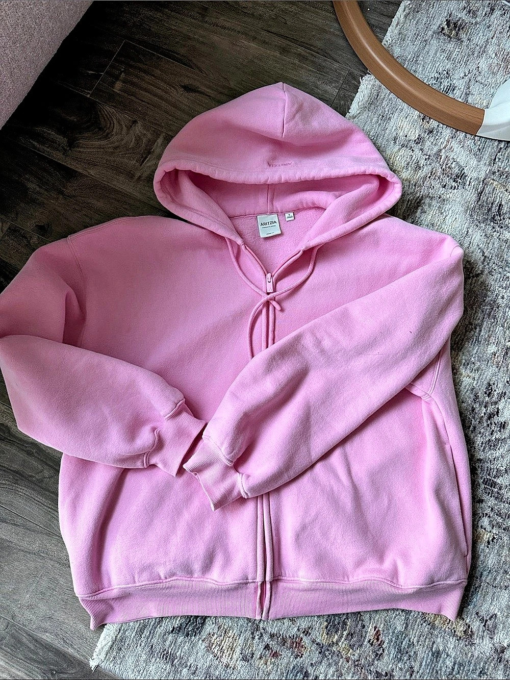 Aritzia Cozy Sweatfleece Mega Zip Hoodie Pink Size Small